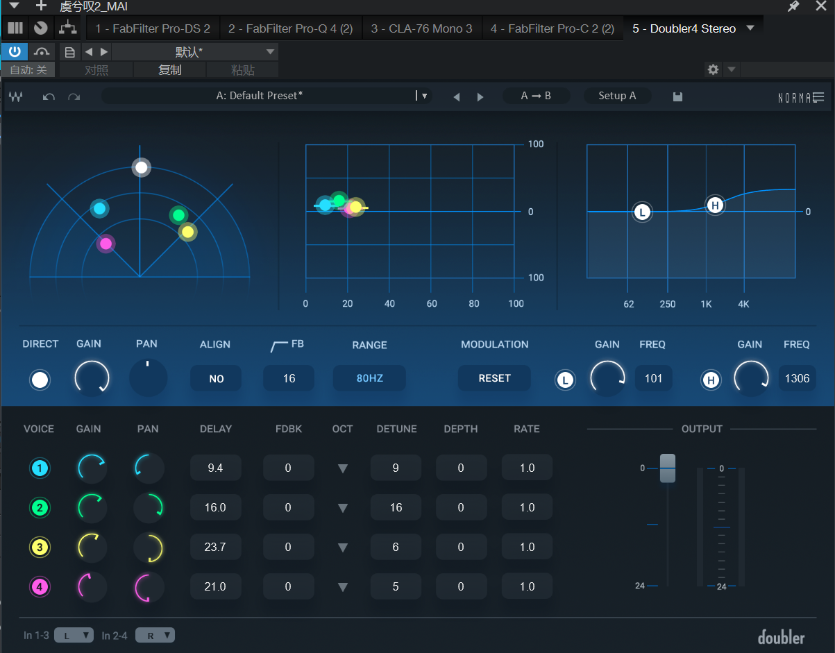 Waves Doubler 4参数示意